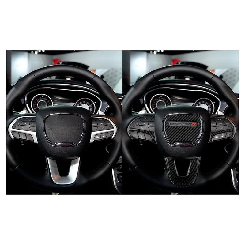 For Dodge Challenge 2015-2024 Carbon Fiber Interior Accessories Steering Wheel Decorative Panel Decorative Stickers 5D
