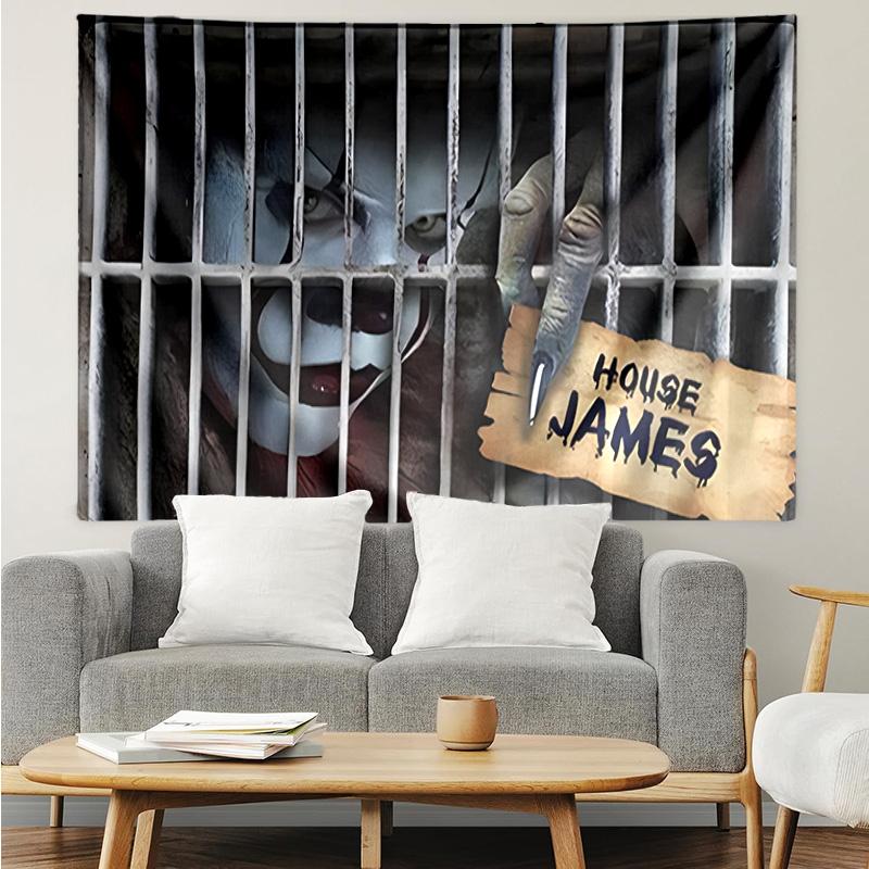 1PC Scary Clown Horror K-pop music group Tapestry Accessories for Bedroom,Livingroom, dormitory Room Wall Decor Fan Birthday Gifts
