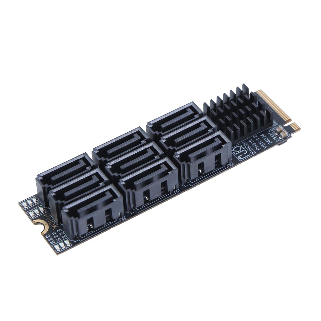 M.2 M KEY Nvme To 9 Ports SATA 3.0 Adapter 6Gbps M.2 To SATA 3.0 Riser Card PCIE 3.0 X2 Hard Disk Capacity for Desktop PC