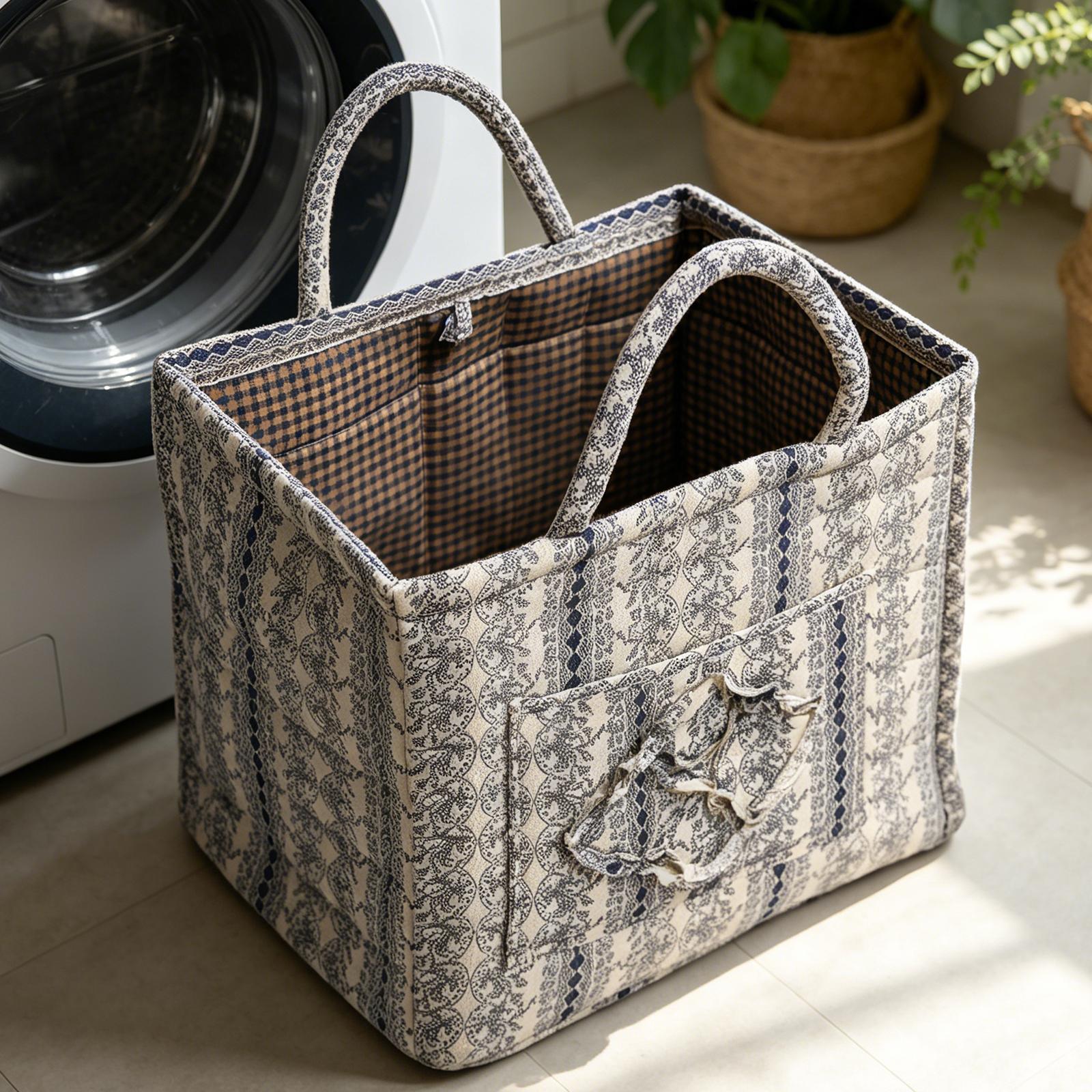 

Floral Aesthetic Fabric Storage Basket Boho Foldable Organizer Bin with Handles Laundry Baskets for Books Towels and Clothes