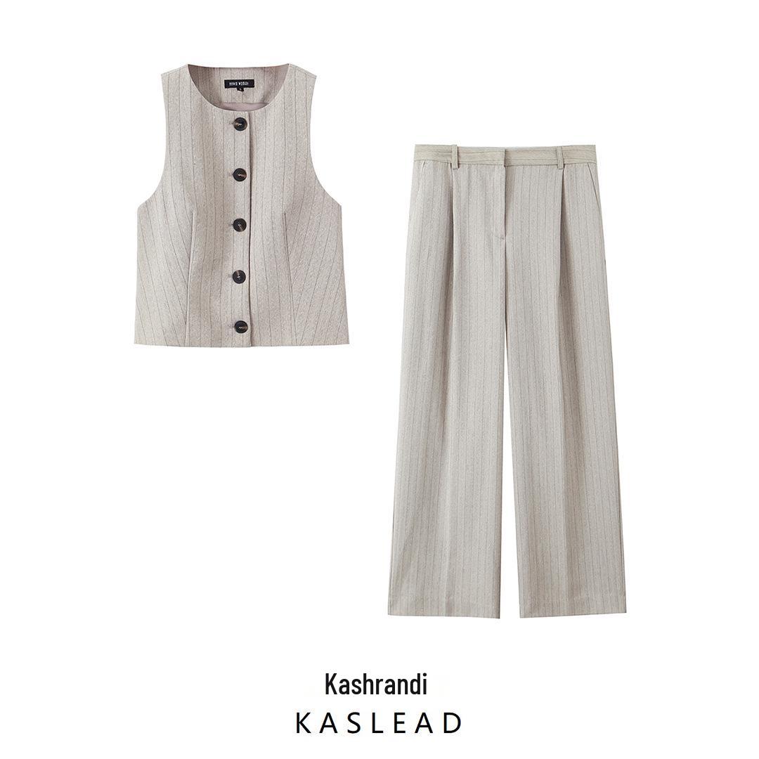 

2025 Spring Women s Sleeveless Vest & Casual Pants - Euro-American Style Fashion XS