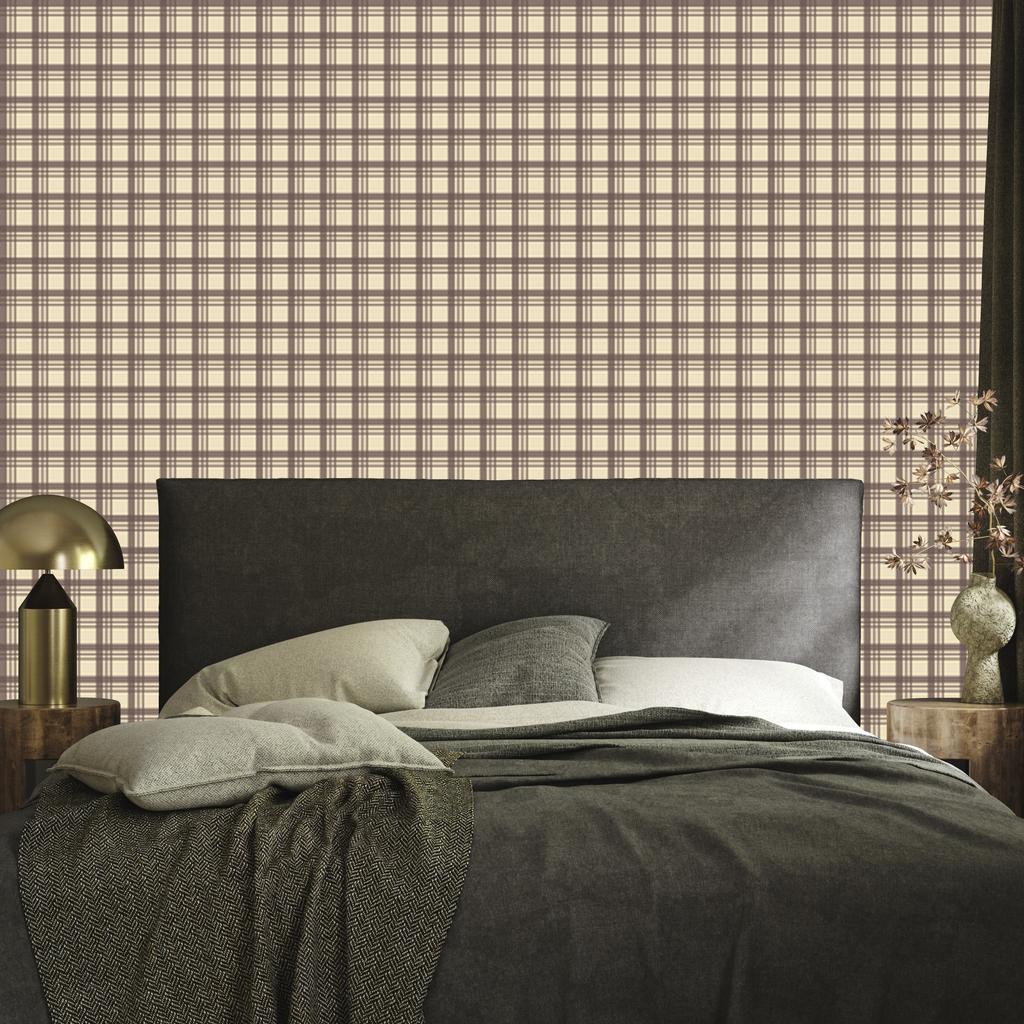 Brown Checkered Wallpaper in Brown, Beige and Cream for Living Room and Bedroom 50x1000