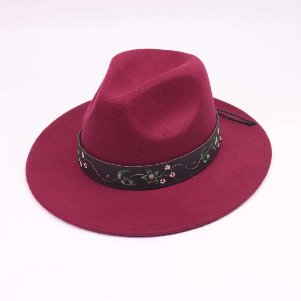 European and American Women's Retro Cowboy Top Hat, Jazz Hat, Autumn and Winter British Woolen Felt Hat, Men's Top Hat, Autumn and Winter Hat