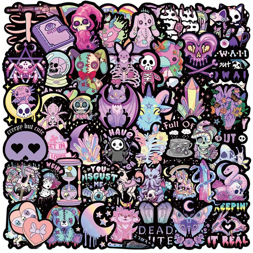56Pcs Dark Gothic & Cartoon Aesthetic Stickers, Pvc, Reusable, Diy Water Bottles, Laptops, Luggage - Waterproof Decals 14+, Gift