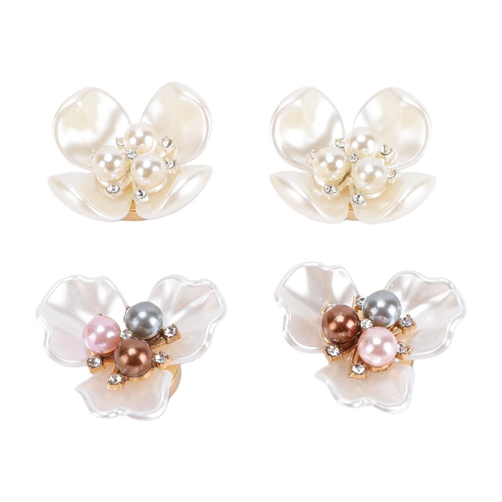 4PCS Button Covers Pearl Flower Petal Cufflinks for Shirt Cuff Men Women Clothing Sewing Crafts