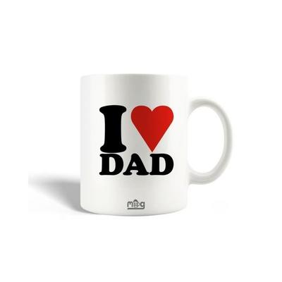Ceramic Mug - I Love Dad - White - 30cl - Dishwasher Safe - Cylindrical