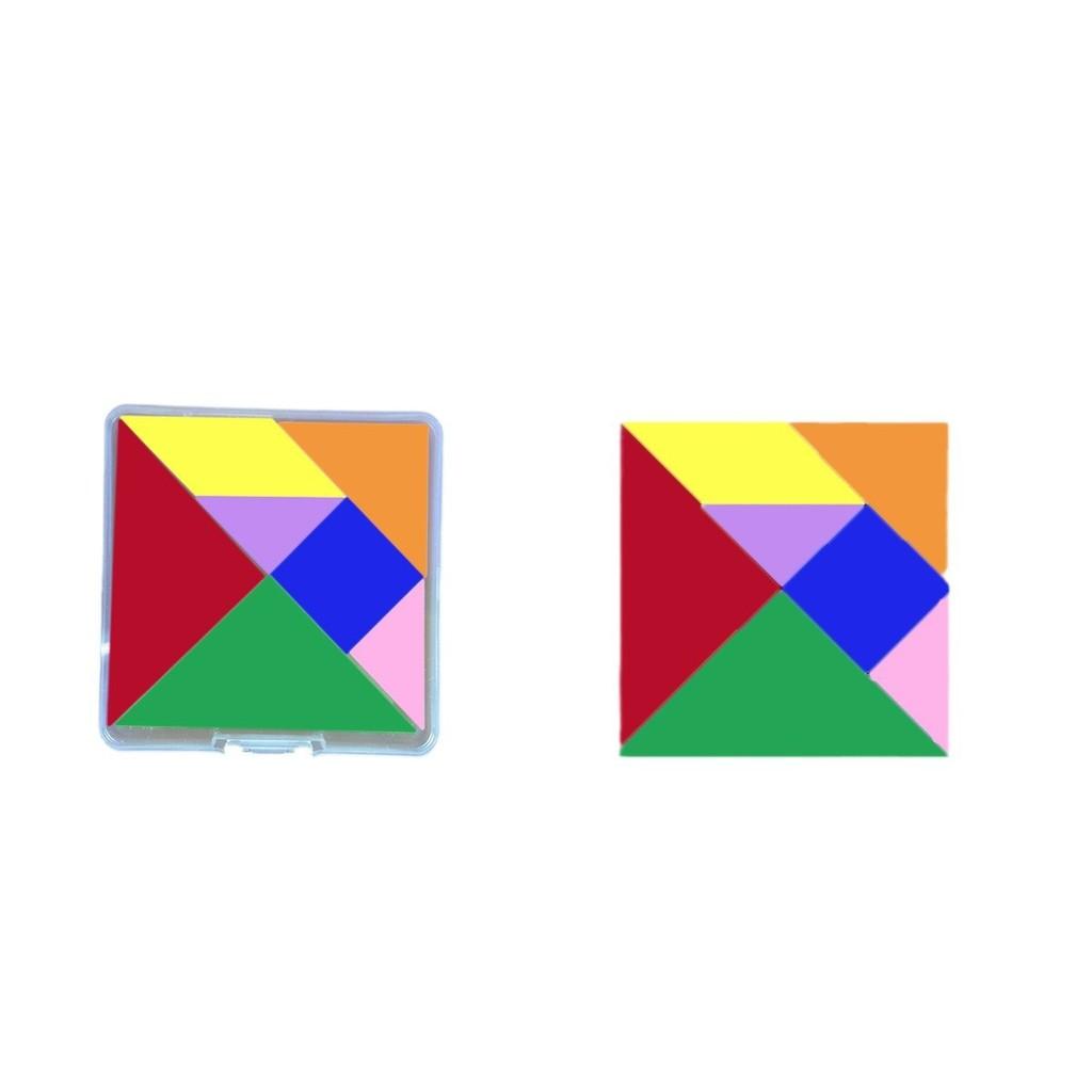 Wooden Kids Tangram Puzzle With Bright Colors For Early Learning Development And