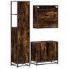 3 Piece Bathroom Furniture Set Smoked Oak Wood Based Material
