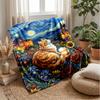 Orange Cat Family Theme Blanket Lightweight Warm Flannel Blanket Decorative Throw Blanket for Home Decoration