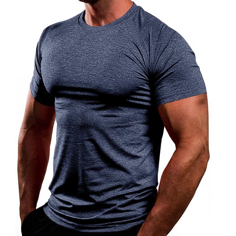 Solid Color European and American Men's Crew Neck Top Summer Quick-drying Breathable Casual Sports Short-sleeved T-shirt