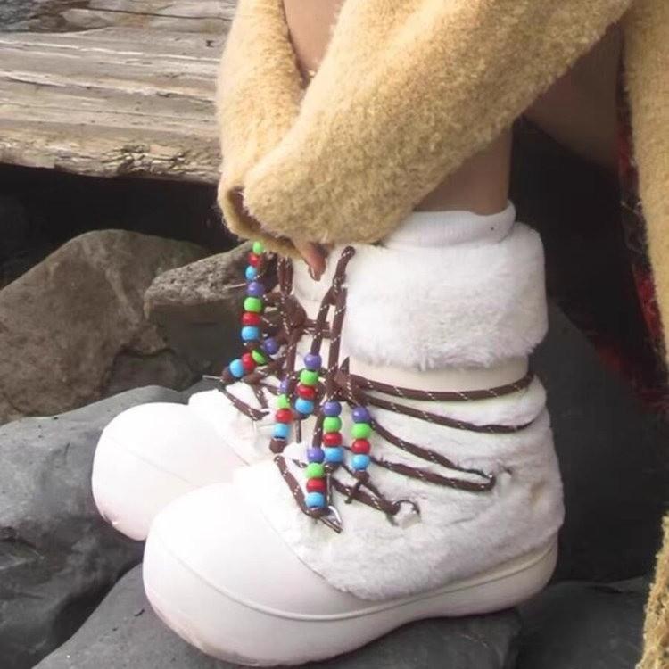 Women's Large Size Soft Sole Winter Warm Fur One Snow Boots Padded Lined Ankle Boots Anti-slip Hiking Casual Sports Cotton Boots