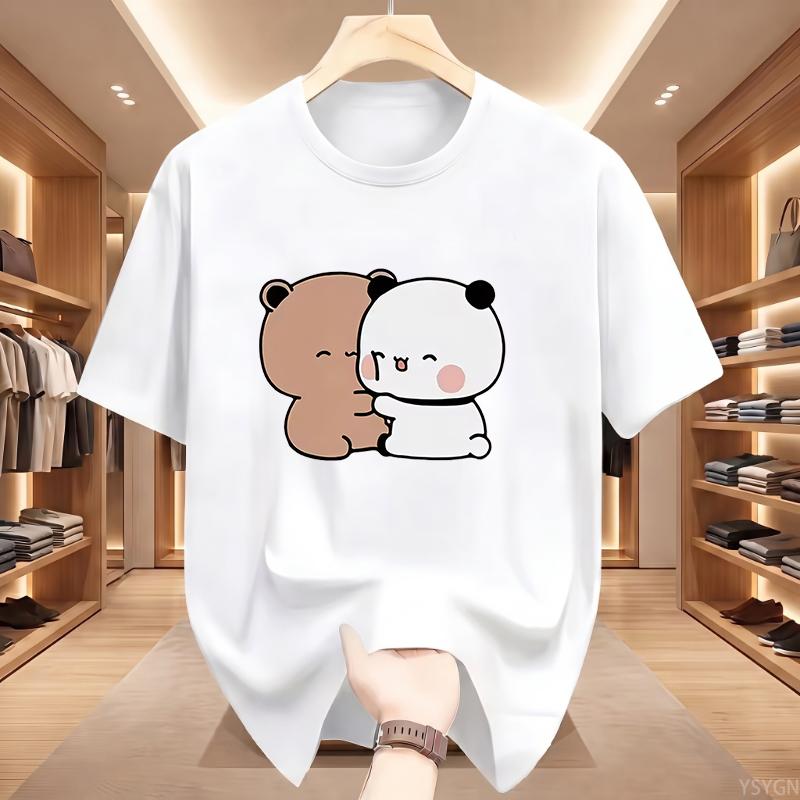 Panda Bear Bubu Dudu Love Hug Graphic T Shirts Harajuku Cartoon Short Sleeve Tshirt Kawaii Fashion Oversized Tshirts Unisex