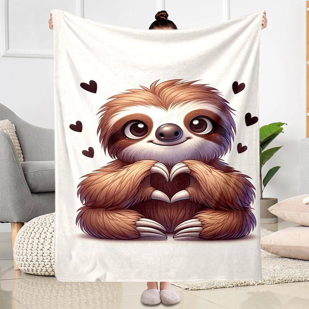 Love Sloth Heart Illustration Blankets are suitable for living rooms,making them an ideal choice for outdoor travel and gifts.