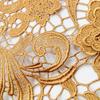 Water-Soluble Lace Fabric, Polyester Silk Embroidery Full, Heavy Industry Ordering, Gold, Cashew Pattern Embroidery Cloth