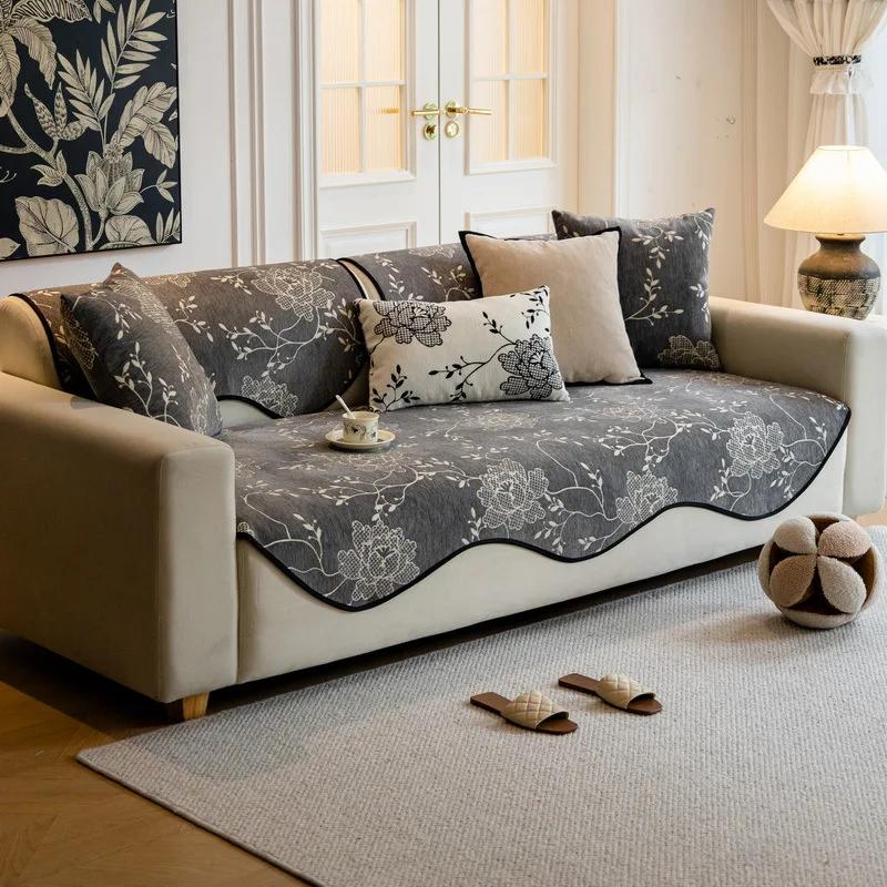 

EIFLOY-Неправильный чехол на диван из шенилла, Нескользящий чехол на диванное кресло, 2, 3, 4, 5 мест, Цветочная подушка сиденья дивана в американском стиле 70x70
