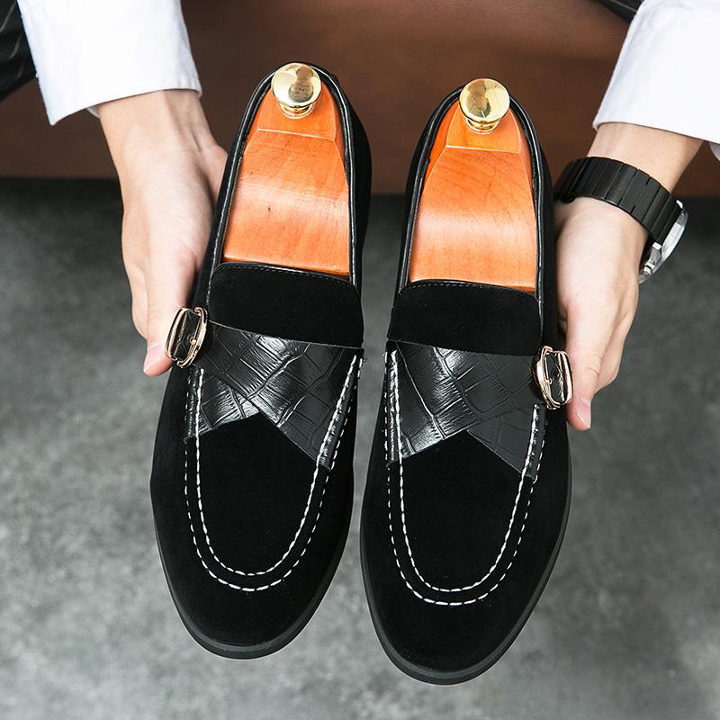 

Мужские кожаные туфли большого размера, осенние новые повседневные бизнес-лоферы на одной педали в британском стиле, туфли Doudou 38 чёрный