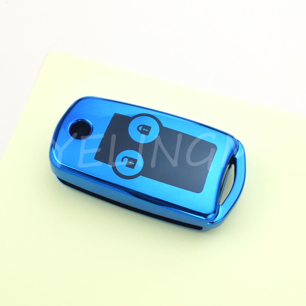 Car Flip Car Key Shell 2 3 Buttons Soft Tpu For Honda Civic Dio Fit Crv Hrv Accord Odyssey Jazz Folding Cover Protector Keychain
