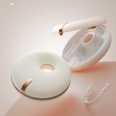 Donut Aufbewahrungsbox mit Haken Doppelschichtig Reinigungsbürste Tragbar Unsichtbare Zahnspange