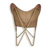 Stylish Recliner Brown Leather Butterfly Chair with Folding Golden Powder Coated Iron Stand