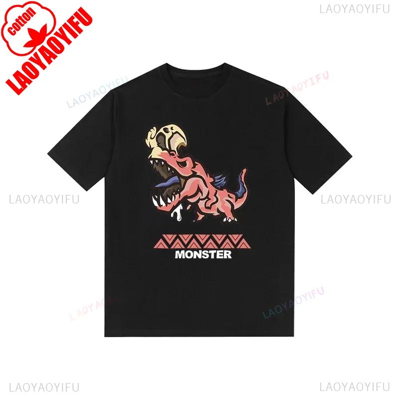 Monster Hunter Tshirt Funny Game Fans Cartoon Tops Cotton Korea Style Short Sleeve T Shirt Casual Hipster Streetwear Man Tees