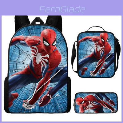 Spiderman School Backpack Set With Oxford Fabric Breathable Waterproof For Kids