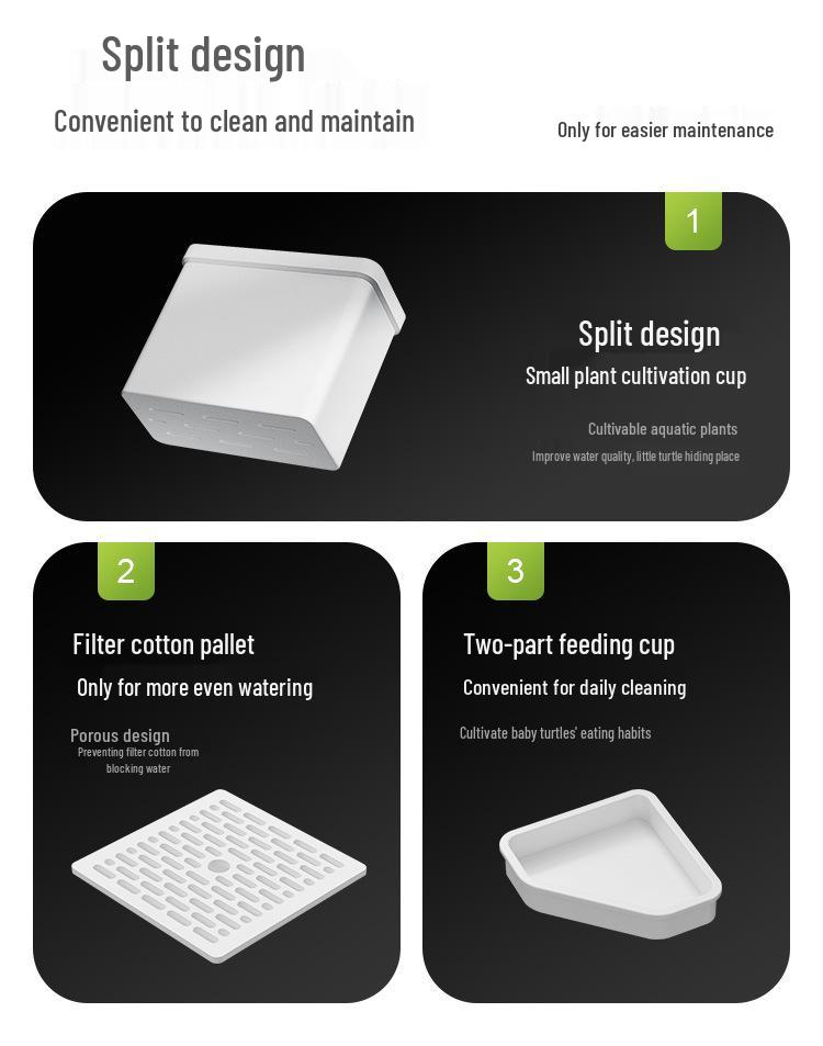 Turtle & Fish Breeding Tank Set with Basking Platform, Dry-Wet Separation, and Side Filter Eco Glass Tank