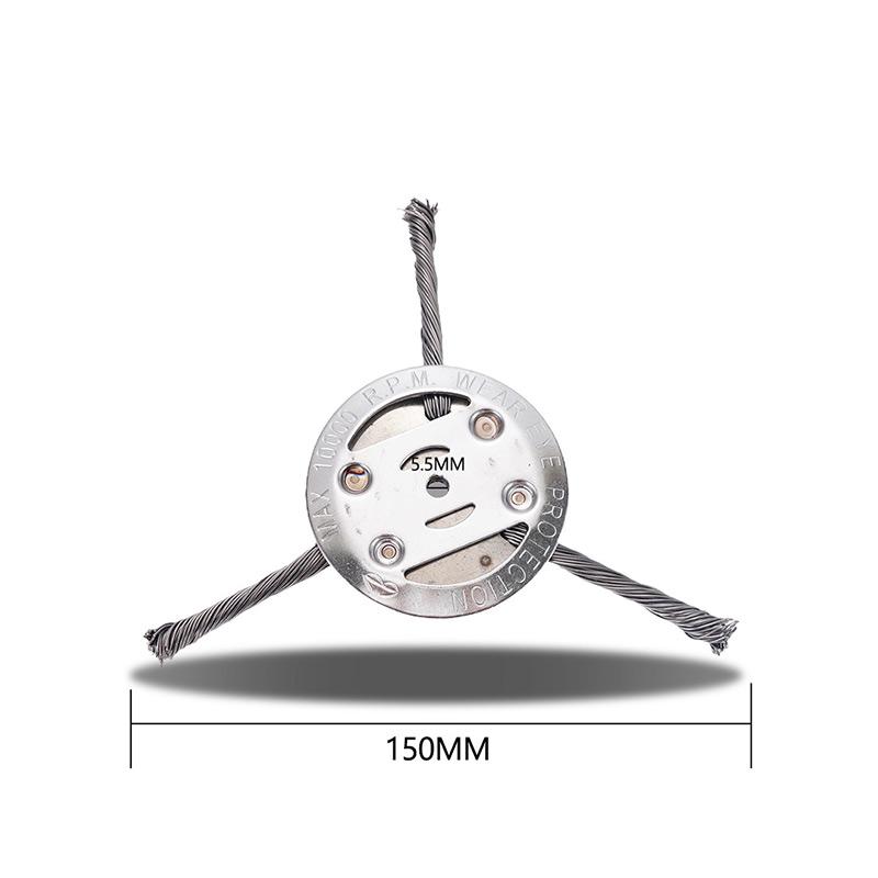 6 Inch Steel Wire Wheel Head String Trimmer Replacement Head Universal Weed Brush Cutter Head Grass Trimmer Head Lawnmover Tool