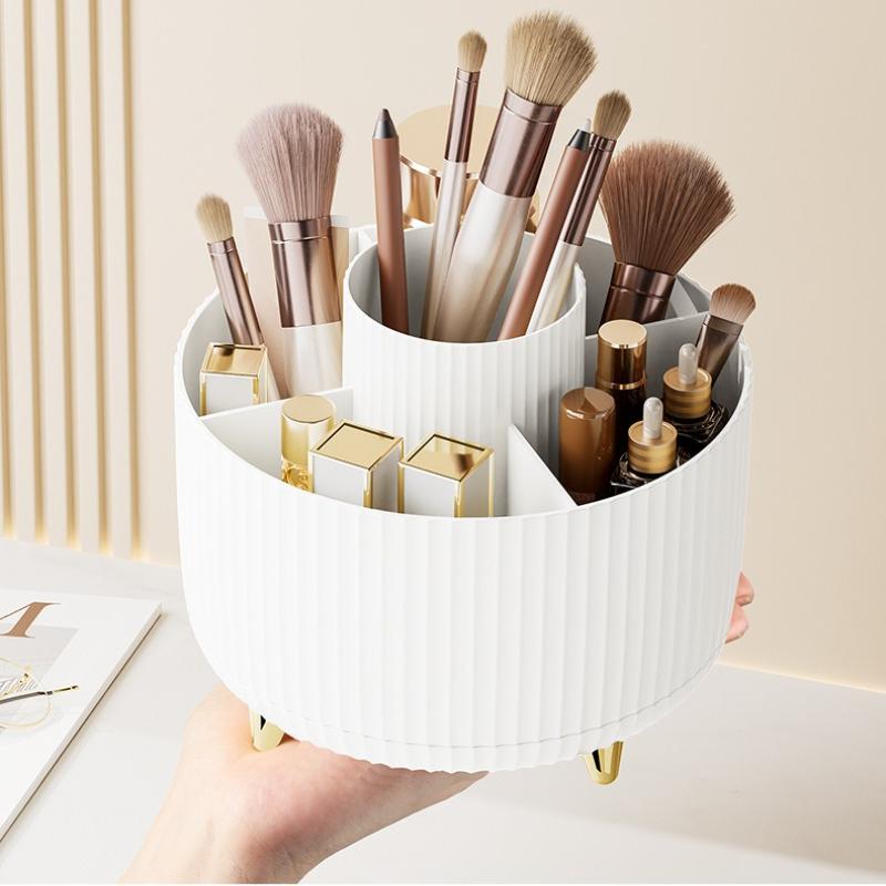 Rotating Storage Organizer Plastic Makeup Brush Holder Desk Desktop Multifunctional Pen Pencil Case Cosmetic Organizer