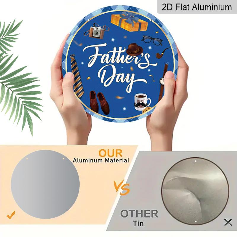 2D Flat 1pc, 8x8 in, Happy Father's Day aluminum metal logo, family gift window decoration, porch, room, home, wall decoration, easy to hang