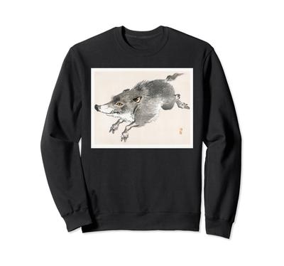 Kono Bairei Vintage Wolf Painting Japanese Art Sweatshirt