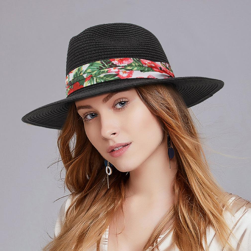 Buy Summer Hats for Women Flower Ribbon Panama Straw Hat Fashion Lady