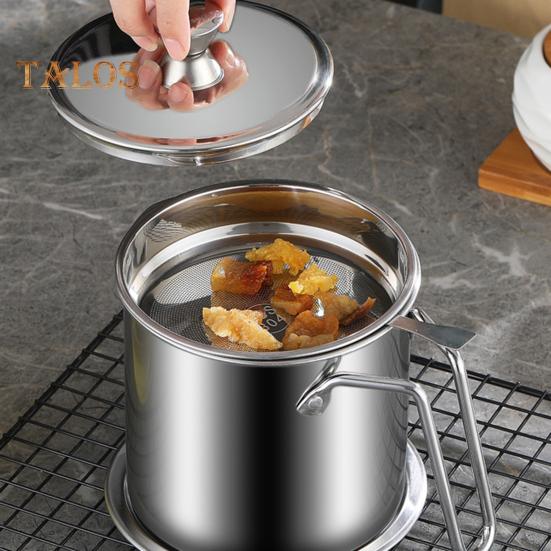 Bacon Grease Saver with Strainer 1.8L Large Capacity Bacon Grease Container Oil Filter Can Easy To Clean Thoughtful Gift