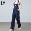 Izzue It Women's Relaxed Fit High-Waisted Denim Overalls
