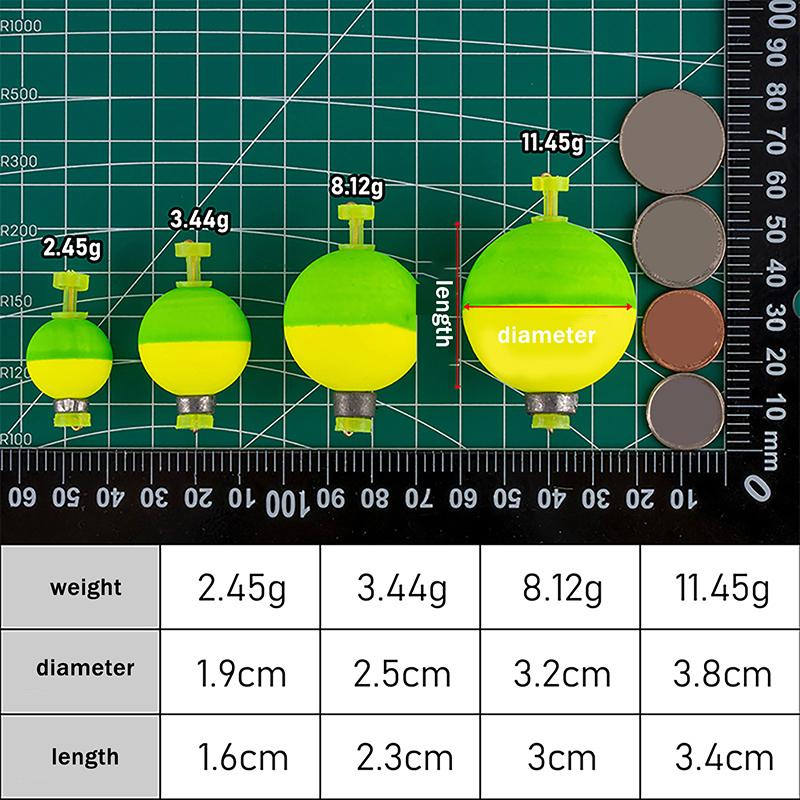 5 Stück Aufsteck-Kugel Angelpose Schwimmer Beschwerte Posen Eva-Schaum Korken Für Crappie Sonnenbarsch Panfish Wels