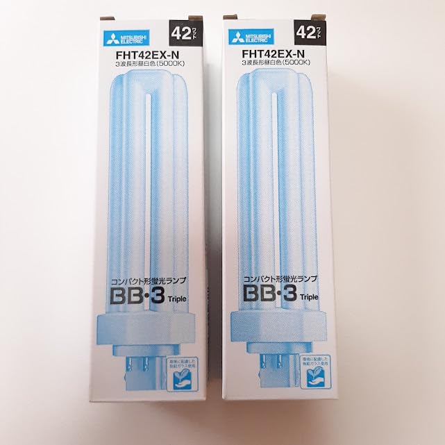 Mitsubishi Compact Fluorescent Lamp, 42W, Daylight White, BB, 3 Triple, FHT42EXN (Pack of 2)