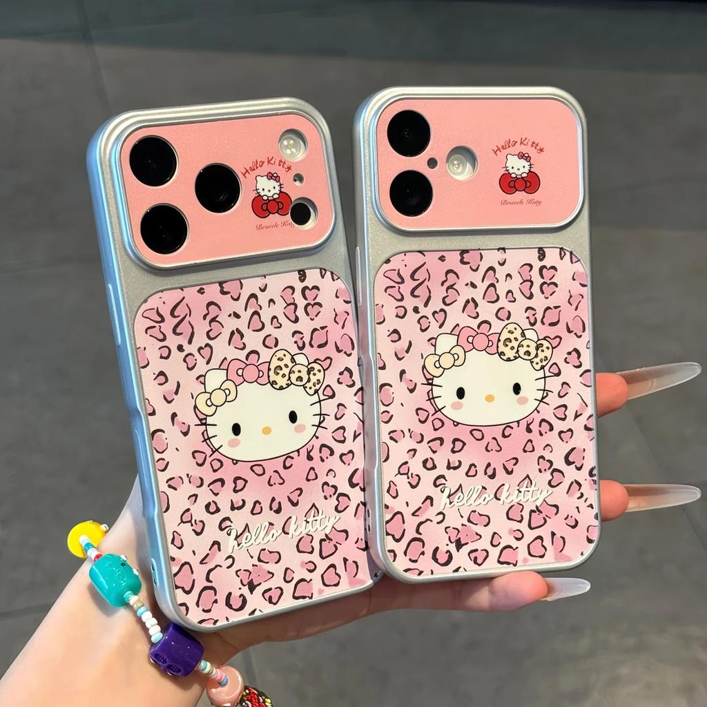 Pink Leopard Cat Is Suitable for iPhone Apple 17Promax Mobile Phone Case 16/15/14 Electroplating Large Window 13 Sets