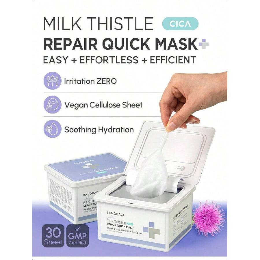 Banobagi Milk Thistle Repair Cica Quick Mask Plus 350g | Daily Calming Face Mask Moisturizing & Hydrating Face Mask Sheets |