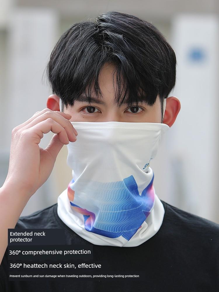 Summer Sun Protection Mask Covering the Whole Face, Ice Silk Scarf, Outdoor Sun Protection Neck Scarf, Sports Neck Scarf, Men's Cycling and Driving