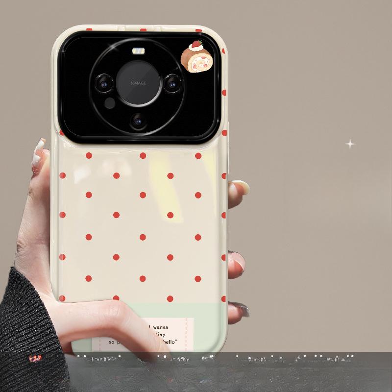 

Подходит для чехла для мобильного телефона Huawei Mate60 Vivox100 в горошек Клубничный торт Oppo Flip Зеркало Xiaomi 14 Мягкий Redmi Note 9 Pro