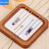 Natural crystal colorful fluorite double pointed column pendant necklace women's stainless steel clavicle chain