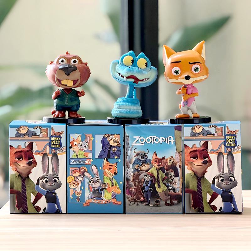 Zootopia Standing Pose 6-Piece Blind Box Figures: Rabbit & Fox Desktop Ornaments for Kids