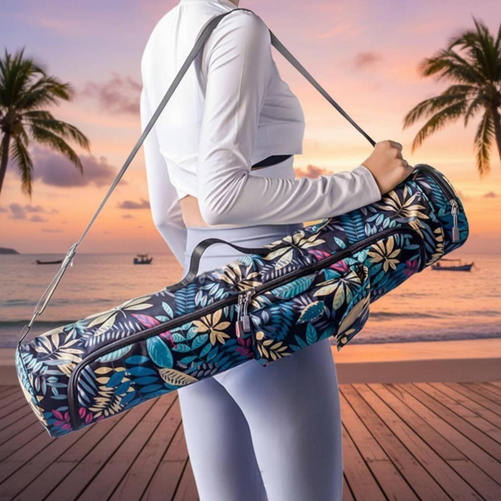 Waterproof Exercise Bag Floral Pattern Cylindrical Zippered