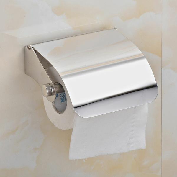 Wall-Mounted 304 Stainless Steel Toilet Paper Holder - Punch-Free Bathroom Storage Rack Stainless Steel