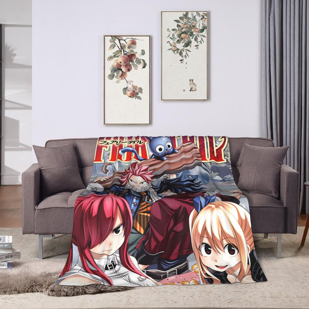 Fairy Tail Warm Soft Blanket Japanese Anime Travel Plush Throw Blanket Aesthetic Couch Chair Flannel Bedspread Sofa Bed Cover