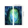 2pcs Moonlit Forest Curtains with Magic Trees and Full Moon Theme, Polyester, for Bedroom and Living Room