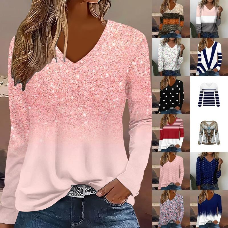 Summer New Fashion 2025 Women’s Casual Long Sleeve Printed T-shirt