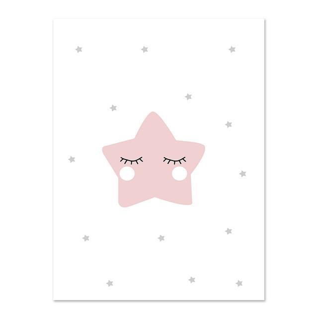 Rabbit Bunny Giraffe Star Posters Prints Nursery Wall Art Bedroom Picture Animal Canvas Painting Nordic Kid Baby Girl Room Decor