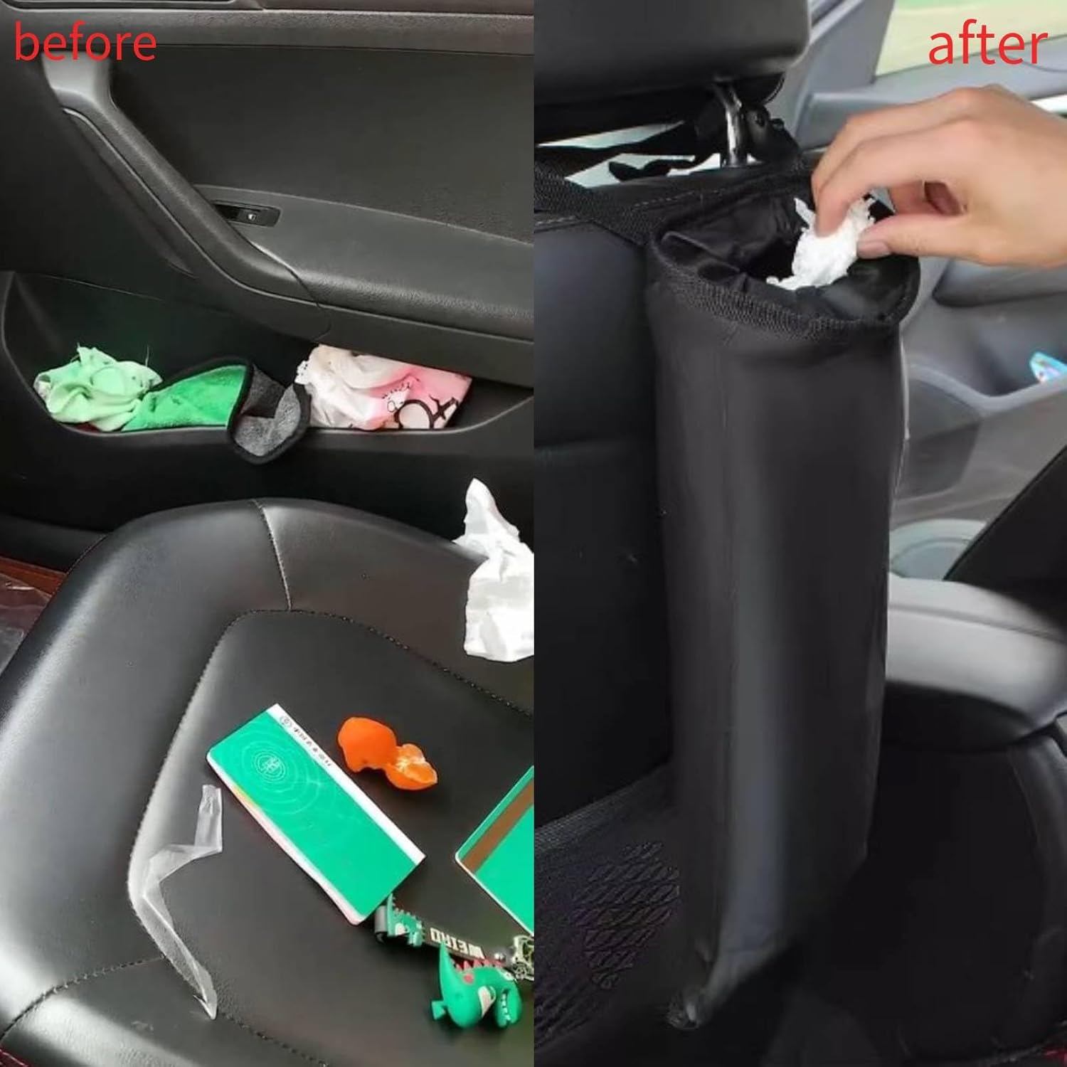 Car Trash Bags,Hanging Detachable Garbage Bag,Washable Seat Back Hanging Car Trash Bag Auto Garbage Can for Outdoor Traveling Home Use Seat Back