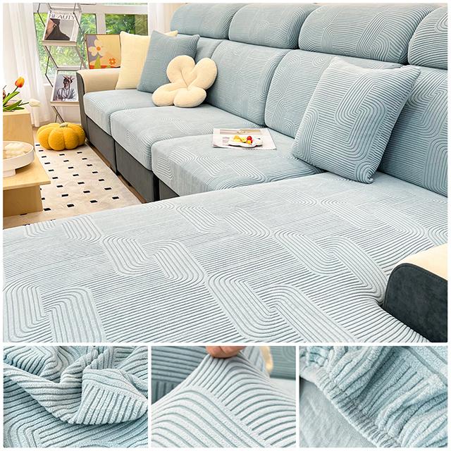 Elastic Sofa Cover Jacquard Polar Fleece Sofa Seat Cushion Cover For Living Room Pet Kids L Shape Corner Armchair Sofa Slipcover
