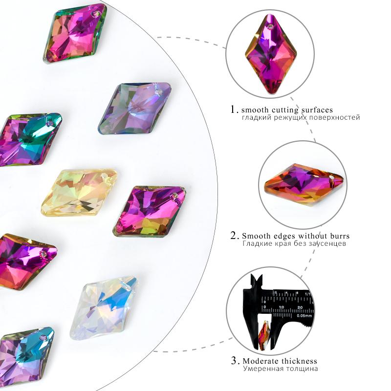 12Pcs Crystal 6320 Rhombus Pendant Glass Austria Loose Beads Charms Rhinestones for DIY Earring Necklace Jewelry Accessories